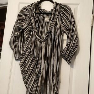 Jones New York Black and White Striped Blouse